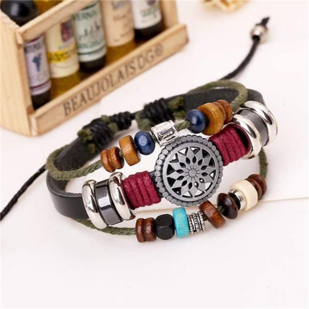 Bohemia Wind Beaded Multilayer Hand Woven Bracelet Leather - Picture 5 of 6